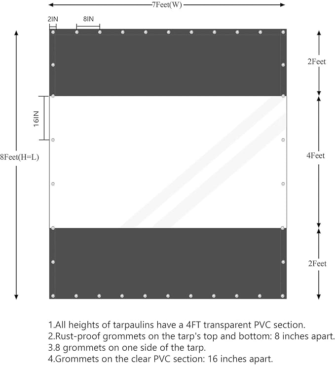 20 Oz Outdoor Vinyl Curtain, Outdoor Clear Panel Curtain, Weather Resistant - Image 5