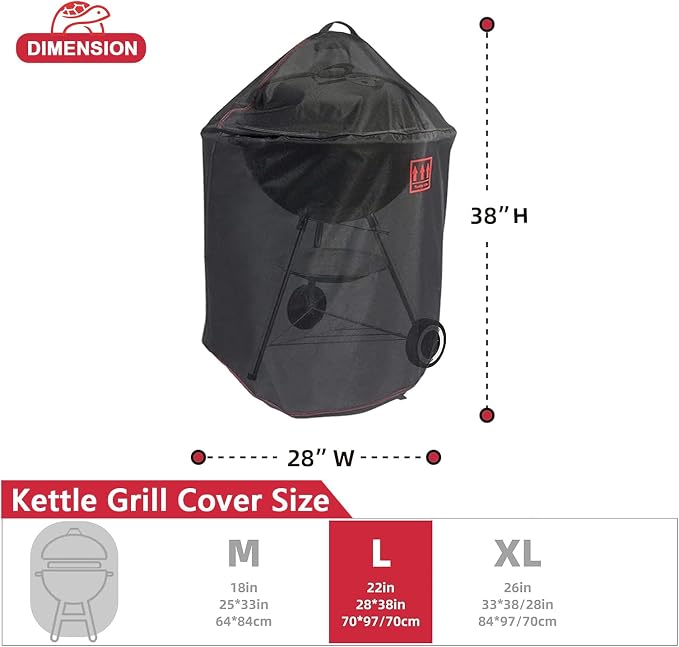 Turtle Life Round BBQ Grill Cover, 22inch Heavy Duty Durable Waterproof Rip - Image 3