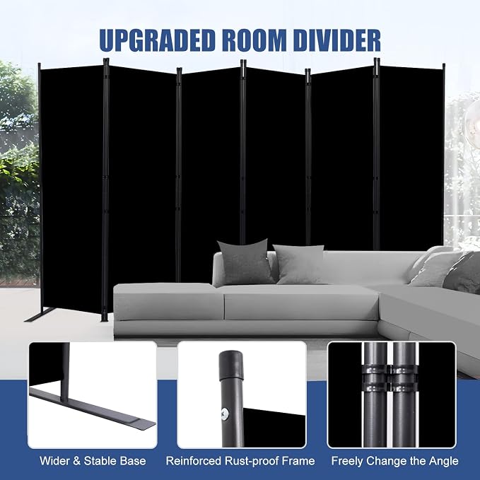 Room Divider and Folding Privacy Screens， 6 Panel Wide Room Divider Wall Screen - Image 3