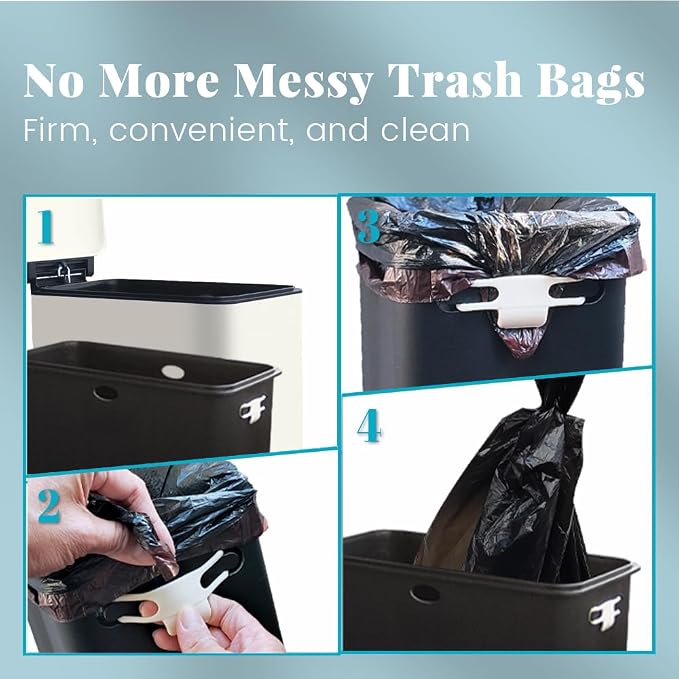 8 Gallon Trash Can with Lid, Stainless Steel Trash Can with Removal Inner Bucket - Image 7