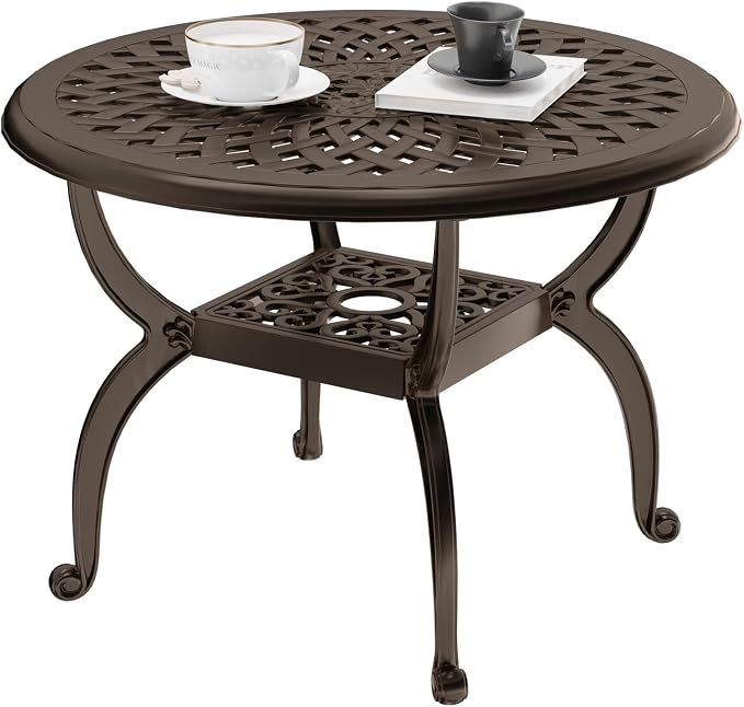 Cast Aluminum Outdoor Side Table, All Weather Round Bistro Table, Outdoor by Embraceartofoutdoorliving