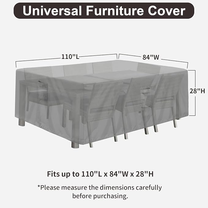 PureFit Patio Furniture Covers, Outdoor Table Furniture Cover Waterproof - Image 2