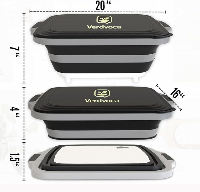 2 Pcs 16L Black Collapsible BBQ Prep Tub - Image 5