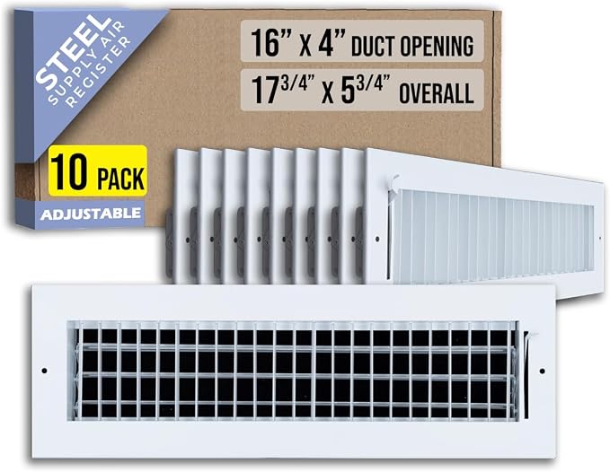 Fits 16x4 Duct Opening Steel Adjustable Air Supply Grille by Handua | Register by Handua