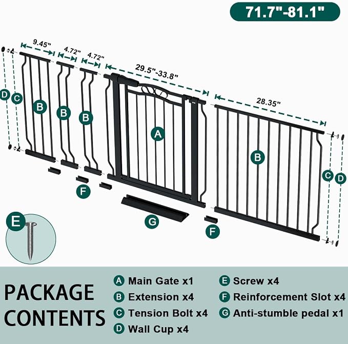 Fairy Baby 71.7"-81.1" Extra Wide Baby Gate - Image 2