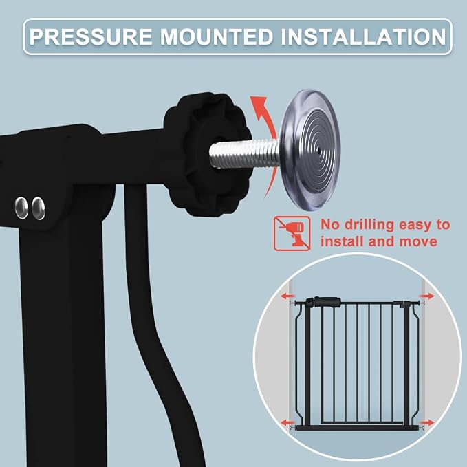 Extra Wide Baby Gate Black 34-38.5 Inch Wide Walk Through Pressure Mounted No - Image 4