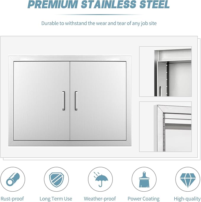 Outdoor Kitchen Door, Outdoor Kitchen Access Door, Stainless Steel BBQ Double - Image 4