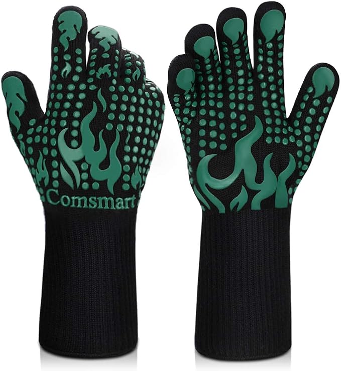 Comsmart BBQ Gloves, 1472 Degree F Heat Resistant Grilling Gloves Silicone by Comsmart