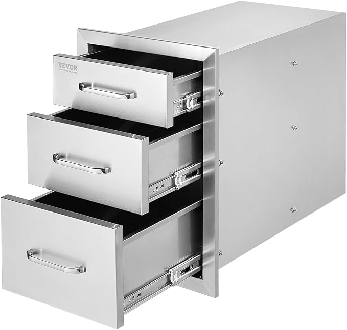 VEVOR 14x20.3 Inch Outdoor Kitchen Drawers Stainless Steel, Flush Mount Triple by VEVOR