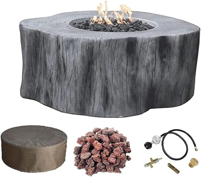 AMS Fireplace | Elementi | Round Natural Gas Fire Pit Table | Canvas Cover by AMSFireplaceInc