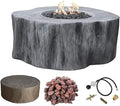 AMS Fireplace | Elementi | Round Natural Gas Fire Pit Table | Canvas Cover by AMSFireplaceInc