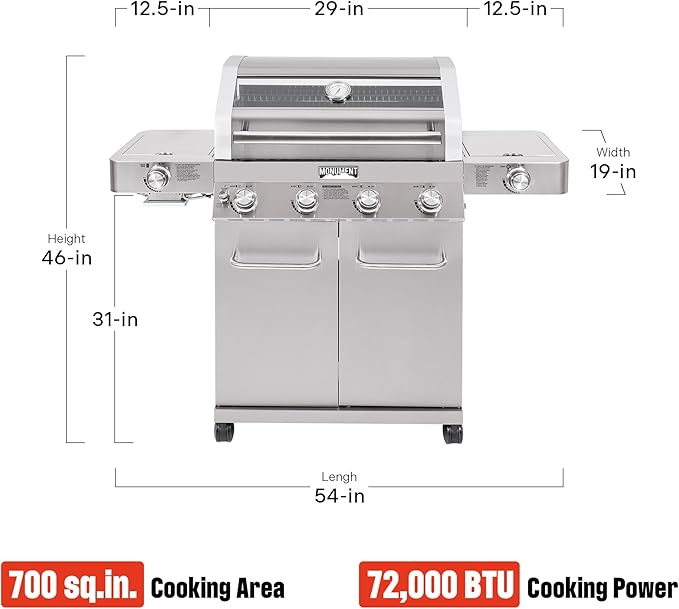 Monument Grills 4+2 Burner 700 sq.in. Large Cabinet Style Stainless Steel - Image 2