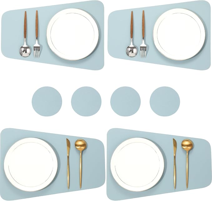 Faux Leather Waterproof Placemats Set of 8-Heat Resistant Non Slip and Scratch by Unknown