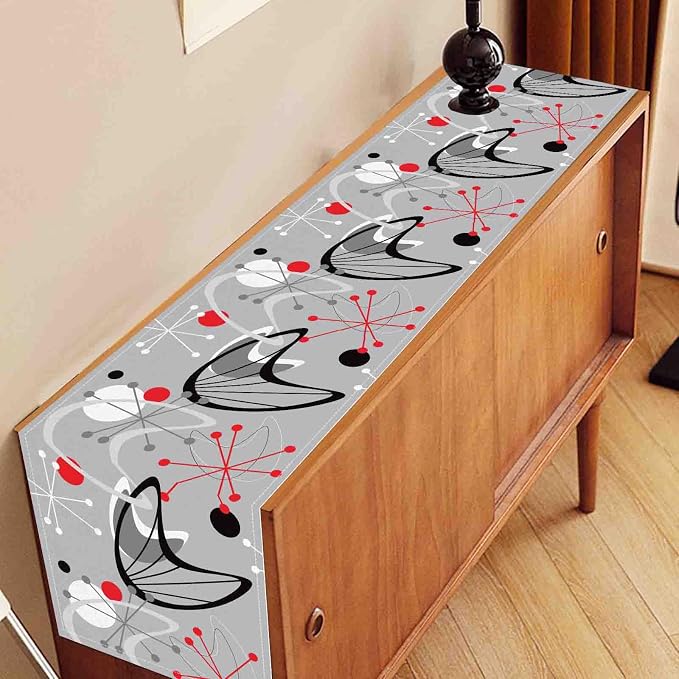 Mid Century Table Runner, Retro 1950s Atomic Minimalist Modern Abstract - Image 3