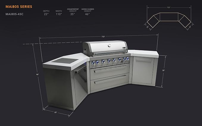 Mont Alpi MAi805-45 44-inch 6-Burner 115000 BTU 45 Degree Stainless Steel Gas - Image 5