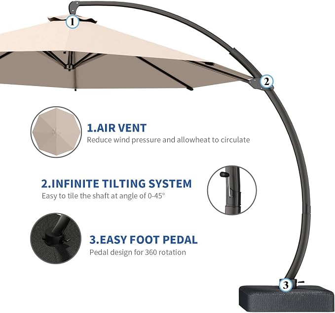 7 Piece Patio Dining Set with 11ft Patio Umbrella, 7 Gray Outdoor HDPE Dining - Image 3