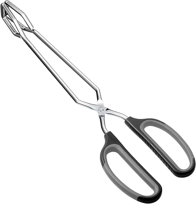 Scissor Tongs with Comfort-Grip Handle 12-Inch Cooking Tongs by HINMAY