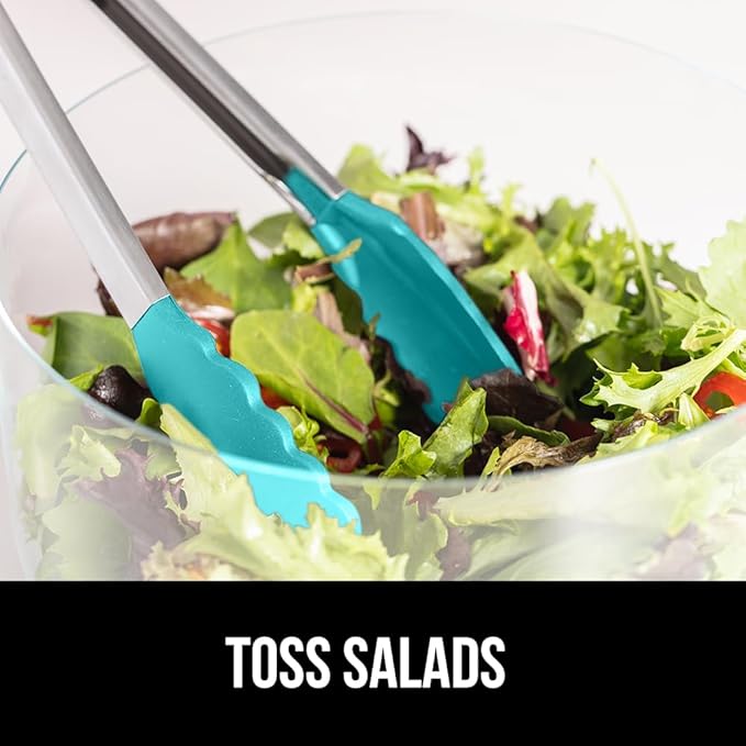 Tongs with Silicone Head, Stainless Steel Frame, Turquoise