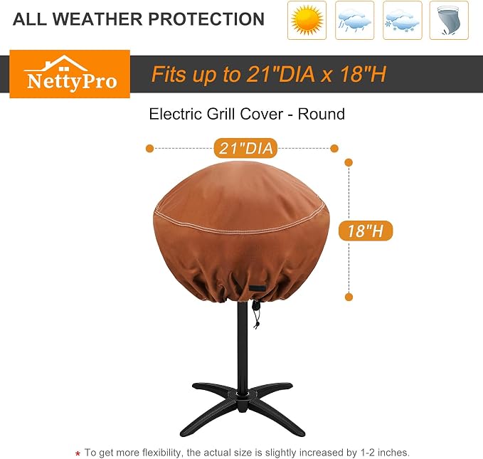 NettyPro Round Grill Cover Waterproof Heavy Duty Outdoor Indoor Electric - Image 6