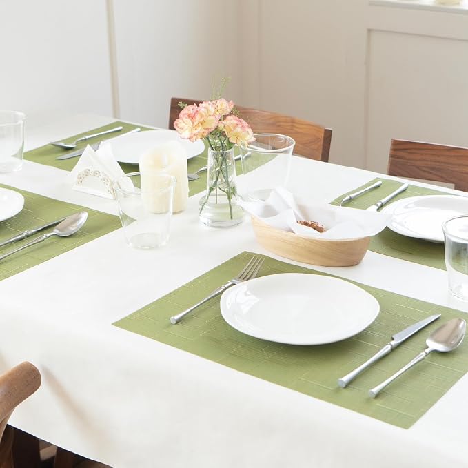Placemats Set of 6 Vinyl/Plastic Woven Place Mats - Image 6