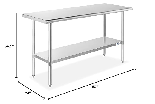 GRIDMANN Stainless Steel Work Table 60 x 24 Inches, NSF Commercial Kitchen Prep - Image 2