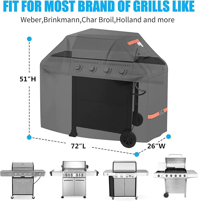 Grill Cover 600D Heavy Duty, Universal Fit Waterproof BBQ Grill Protector - Image 3