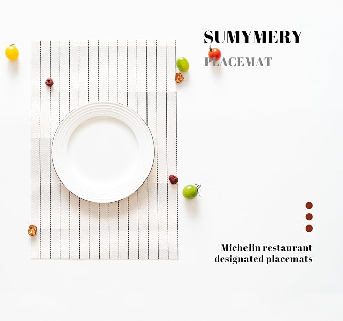 Placemats Set of 8 Vinyl/Plastic Woven Place Mats - Image 5