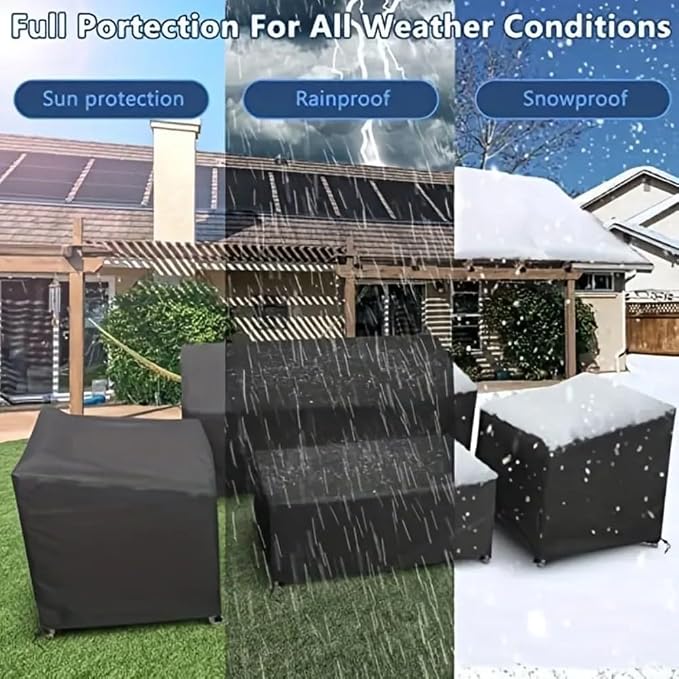 4-Piece Outdoor Furniture Covers, 420D Waterproof Windproof Set - Image 3