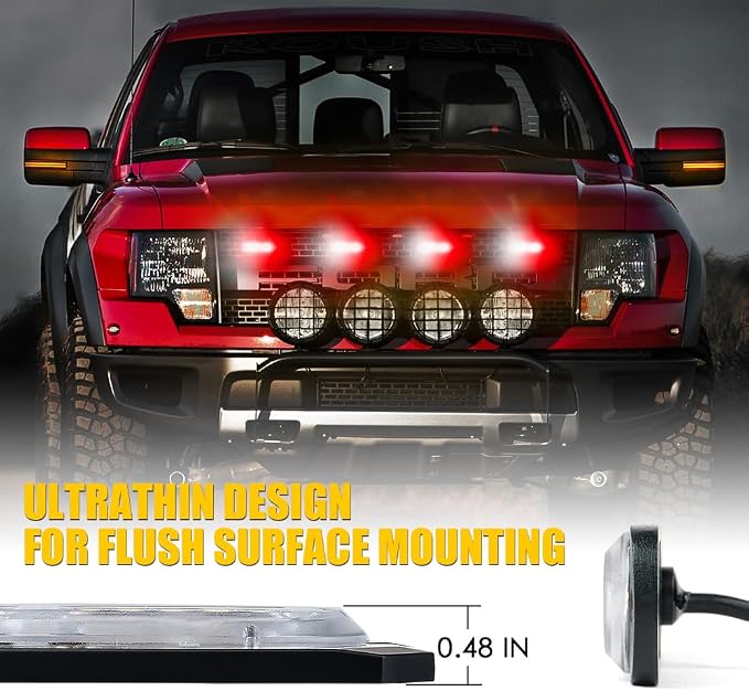 Xprite White Red LED Surface Mount Strobe Lights Kit, w/Control Panel Emergency - Image 2