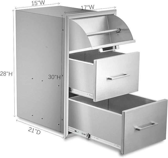 yuxiangBBQ 17" W x 30" H x 21" D Stainless Steel Outdoor Kitchen Drawers BBQ - Image 3