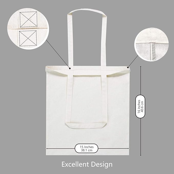 TOPDesign 3 | 6 | 12 | 24 | 48 | 192 Pack Economical Cotton Tote Bags, - Image 5