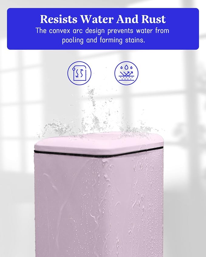 Bathroom Trash Can with Lid, 2.6 Gallon Stainless Steel Slim Garbage Can - Image 3