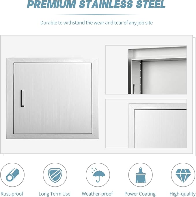 Outdoor Kitchen Door, 23 "W17 H Outdoor Kitchen Access Door, Stainless Steel - Image 4