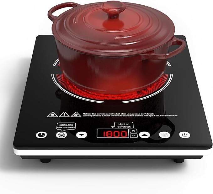 Single Burner Electric Cooktop 1800W - 110V Electric Stove Top Burner Portable by Nafewin