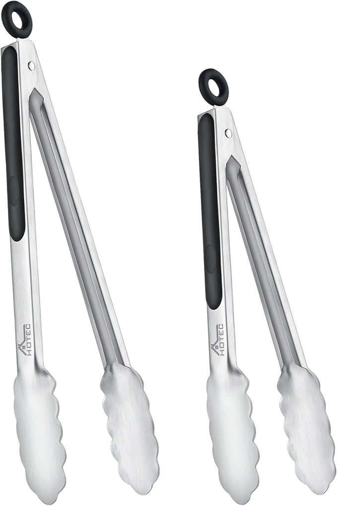 Hotec Stainless Steel Kitchen Tongs, Locking Metal Food Tongs by Hotec