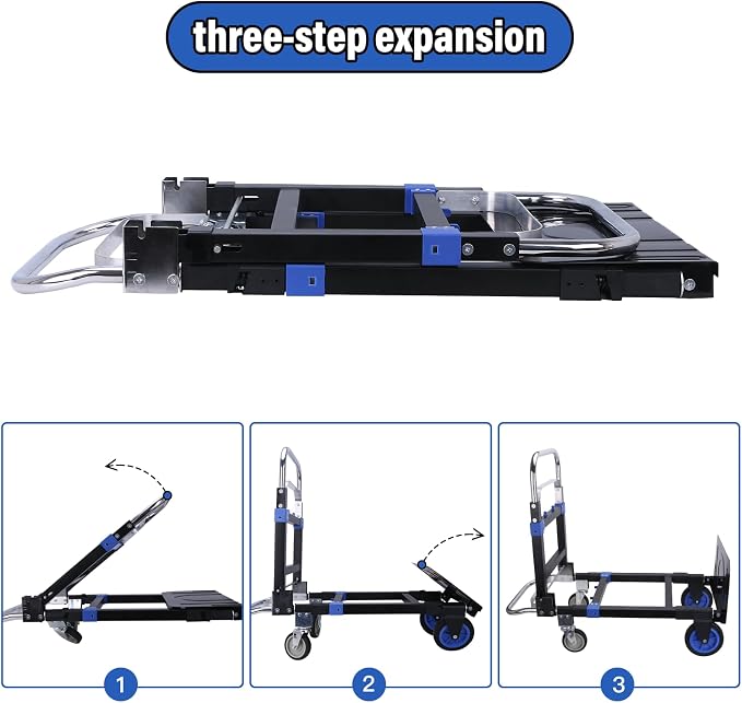 Upgraded 3 in 1 Folding Hand Truck, 600lbs Capacity, Heavy Duty Convertible - Image 6