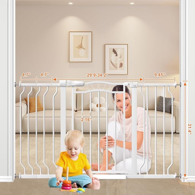 Extra Wide Baby Gate for Doorways No Drill 29.53"-53.1", Walk Through Dog Gates - Image 7