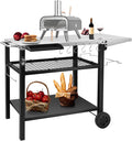 EDOSTORY Outdoor Grill Cart Pizza Oven Stand, Three-Shelf Stainless Steel Food by EDOSTORY
