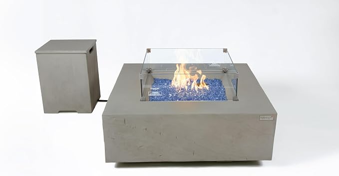 Elementi+ | Bundle Capertee Gas Fire Pit Cast Concrete 40" Square Fire Table - Image 8