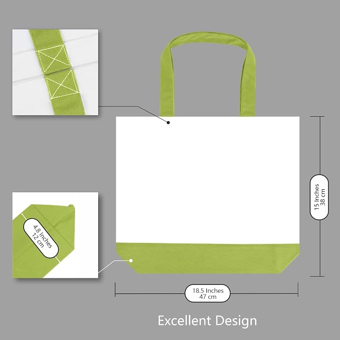 TOPDesign 1-Pack Super Strong Large 12oz Cotton Canvas Tote Bag, Reusable - Image 3