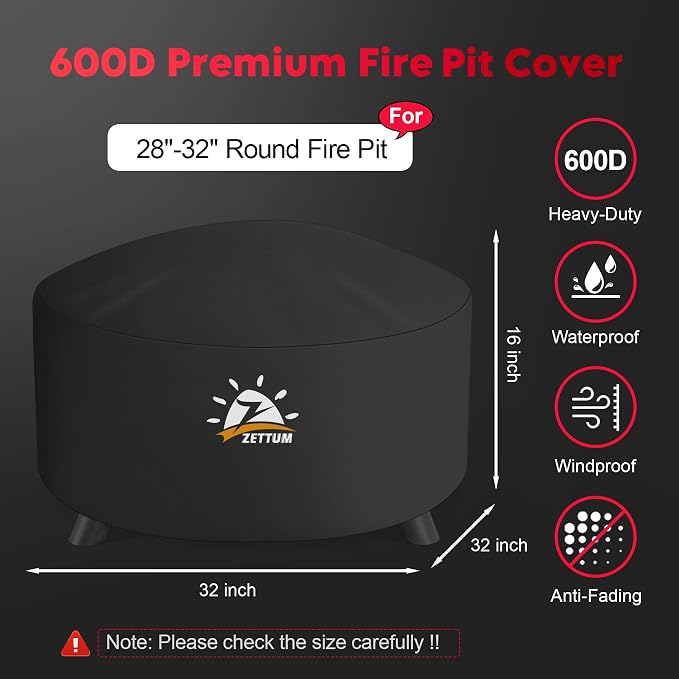 Zettum Fire Pit Cover Round 32 Inch - Image 2