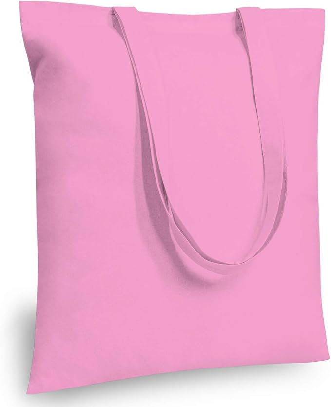 TOPDesign 24-Pack Economical 16"x15" Baby Pink Cotton Tote Bag, Lightweight by TOPDesign