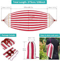 Camping Hammock, 320G Canvas, 550 lb Capacity, Red and White