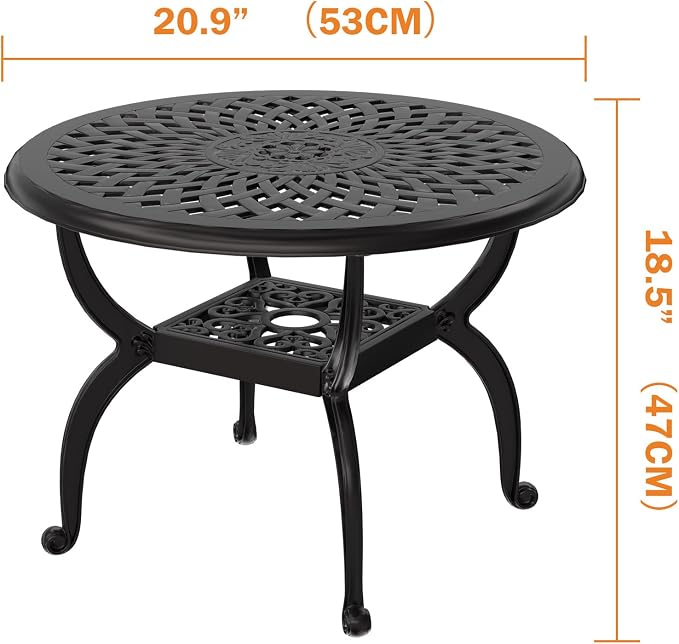 Cast Aluminum Outdoor Side Table, All Weather Round Bistro Table, Outdoor - Image 3