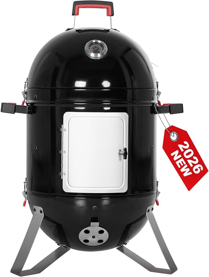 GREEN PARTY 18" Vertical Charcoal Smoker Grill Bullet Water Smoker Barbeque by GREENPARTY