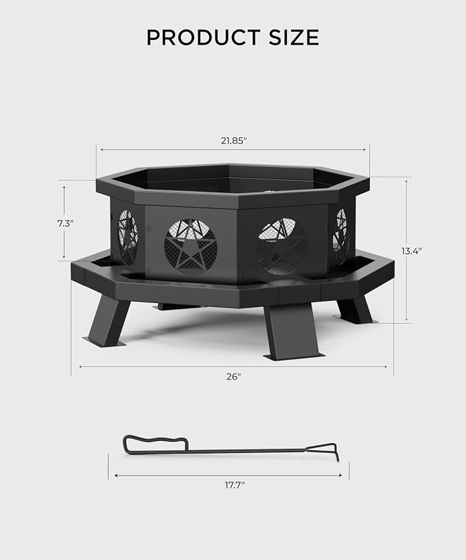 26 inch Fire Pit, Outdoor Fire Pit - Image 5