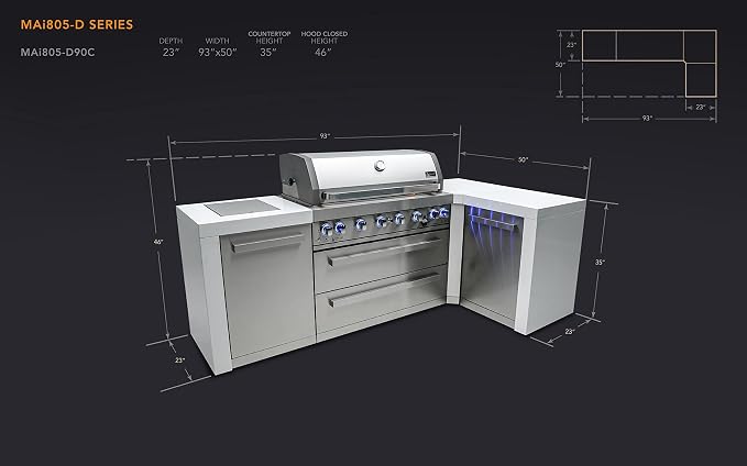 Mont Alpi 805 6-Burner 115000 BTU MAi805-D90 L-shaped Stainless Steel Deluxe - Image 6
