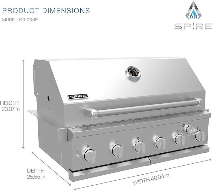Spire Premium 6 Burner Built In Gas Grill Island Head, Stainless Steel 36 Inch - Image 7