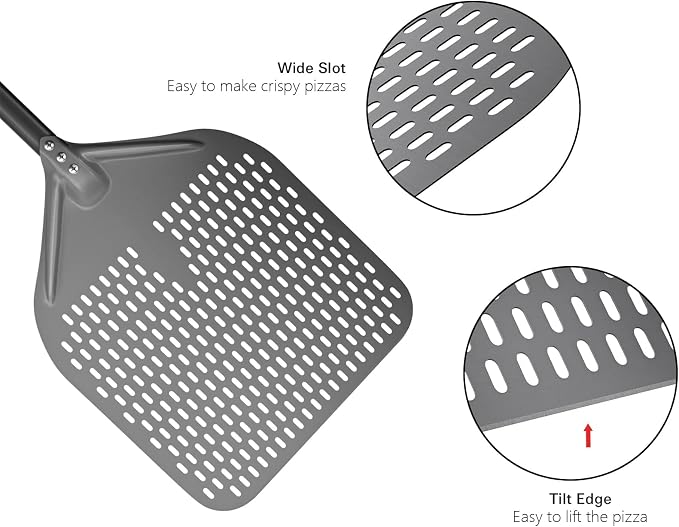 G.a HOMEFAVOR 14" x 17" Perforated Pizza Peel 35 Inch overall, Rectangular - Image 4