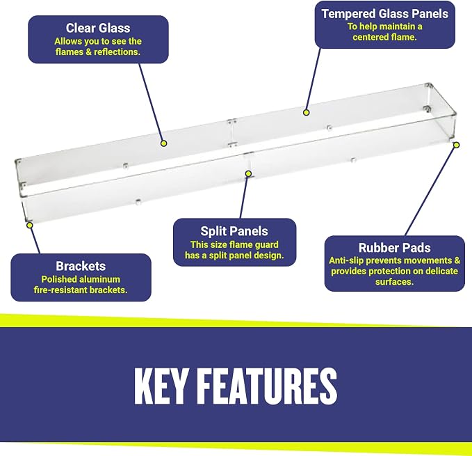 77.5" X 11.5" X 6” Linear Glass Flame Guard - Image 3